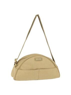 Authentic GUCCI Shoulder Bag Canvas Beige Gold 90781